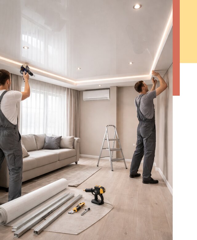 Монтаж глянцевого натяжного потолка в Черногорске от 766 руб. под ключ | ОТДЕЛОЧНИК-Чрн