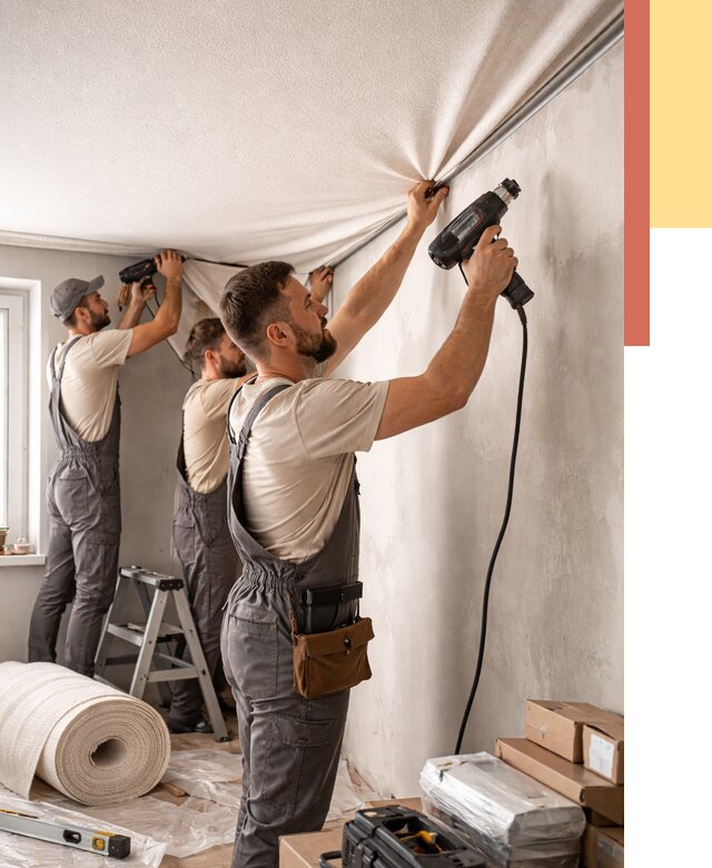 Монтаж фактурного натяжного потолка в Черногорске от 766 руб. — ОТДЕЛОЧНИК-Чрн