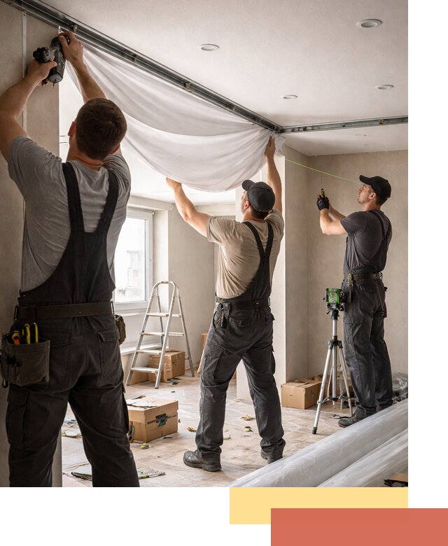 Монтаж парящего натяжного потолка под ключ в Черногорске