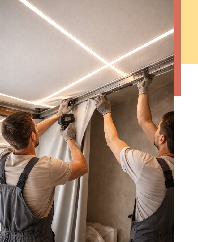 Монтаж натяжного потолка со световыми линиями в Черногорске от 1225 руб. | ОТДЕЛОЧНИК-Чрн