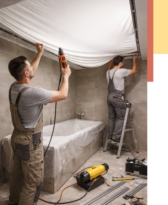 Монтаж натяжного потолка в ванной в Черногорске от 1225 руб. под ключ | ОТДЕЛОЧНИК-Чрн