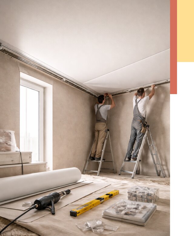 Монтаж натяжного потолка в спальне в Черногорске от 3879 руб. под ключ | ОТДЕЛОЧНИК-Чрн