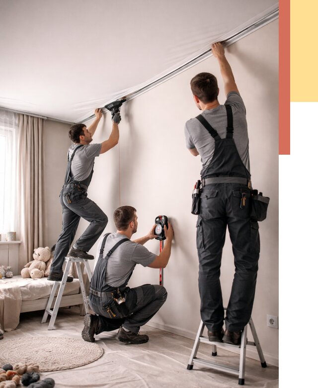 Монтаж натяжного потолка в детской в Черногорске от 3572 руб. — быстро и недорого | ОТДЕЛОЧНИК-Чрн