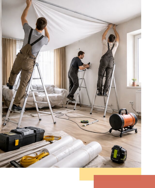 Монтаж натяжного потолка в гостиной в Черногорске