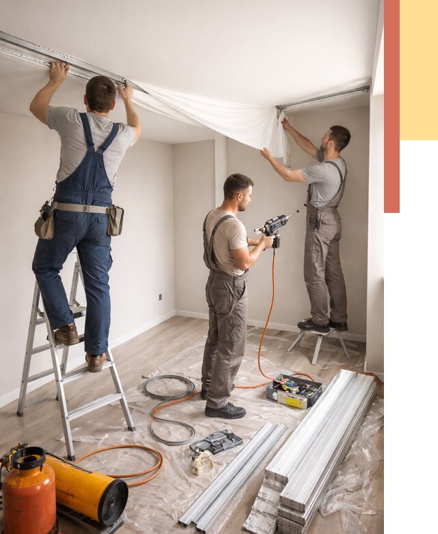 Монтаж натяжного потолка в студии в Черногорске от 5614 руб. — быстро и недорого | ОТДЕЛОЧНИК-Чрн