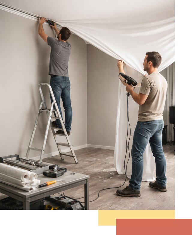 Монтаж натяжного потолка в студии в Черногорске