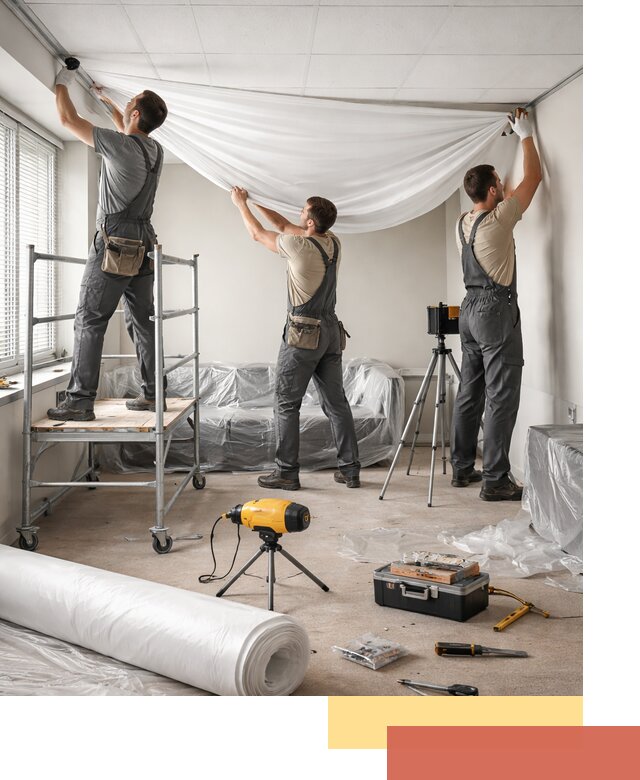 Монтаж натяжного потолка в офисе в Черногорске