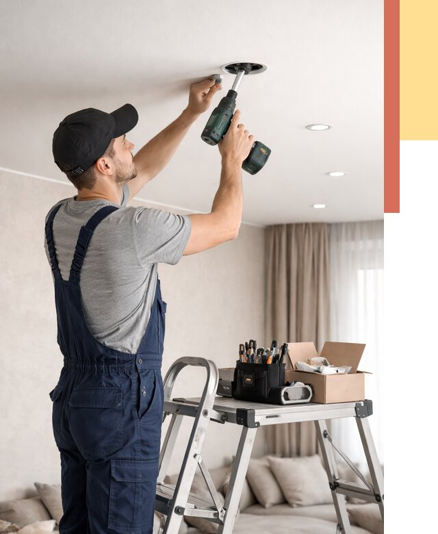 Установка и монтаж точечных светильников в натяжной потолок в Черногорске от 1837 руб. | ОТДЕЛОЧНИК-Чрн