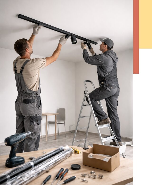 Установка трековых светильников в натяжной потолок в Черногорске от 4287 руб. | ОТДЕЛОЧНИК-Чрн