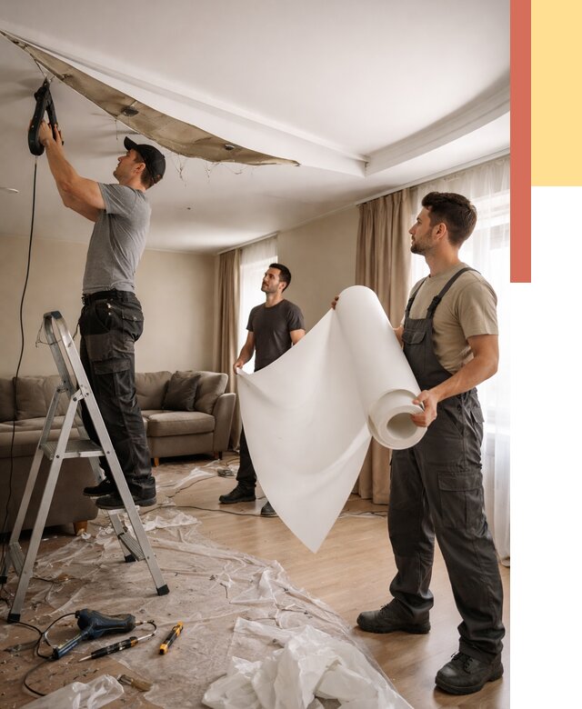 Замена полотна натяжного потолка в Черногорске от 9697 руб. быстро и недорого | ОТДЕЛОЧНИК-Чрн