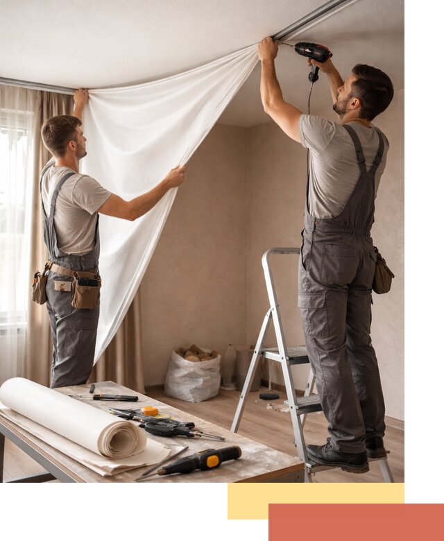 Замена полотна натяжного потолка в Черногорске быстро и качественно