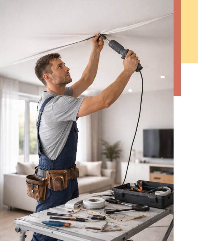 Ремонт натяжных потолков в Черногорске от 9697 руб. под ключ — ОТДЕЛОЧНИК-Чрн