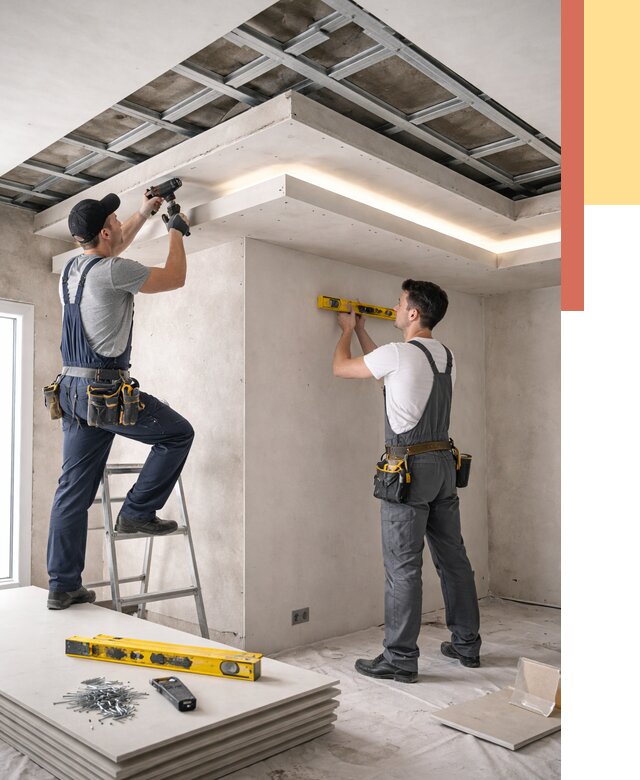 Двухуровневый потолок из гипсокартона в Черногорске от 1480 руб. под ключ | ОТДЕЛОЧНИК-Чрн