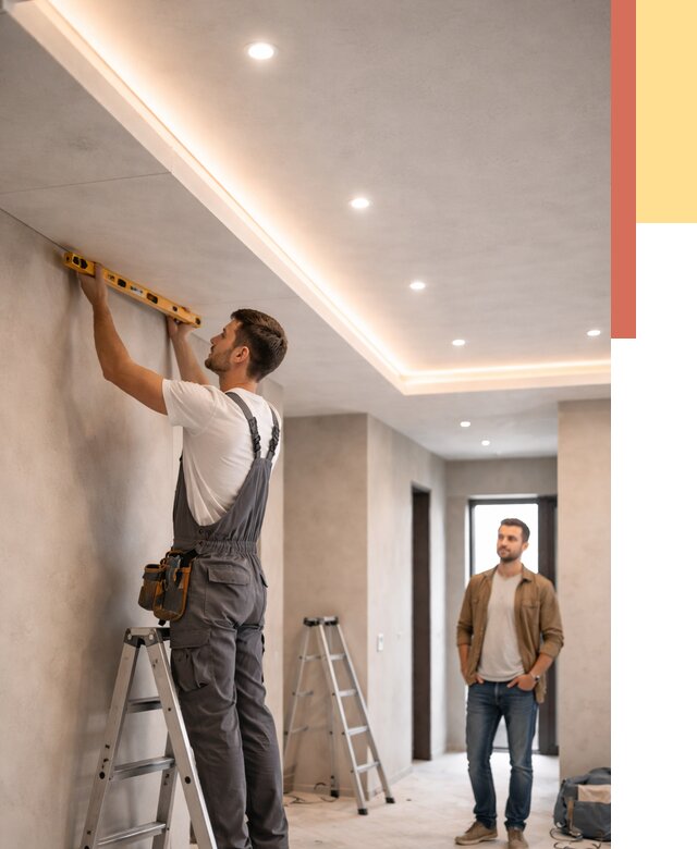 Потолок из гипсокартона с подсветкой в Черногорске от 766 руб./м2 под ключ | ОТДЕЛОЧНИК-Чрн