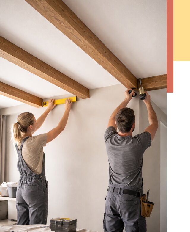 Монтаж декоративных балок на потолок в Черногорске от 4287 руб. — ОТДЕЛОЧНИК-Чрн